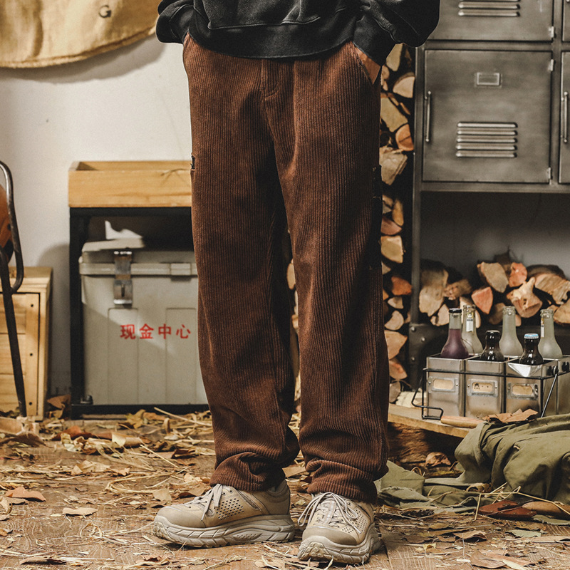 美式重磅復古工裝褲男冬季厚款寬鬆直筒潮流燈芯絨休閒褲男秋冬款