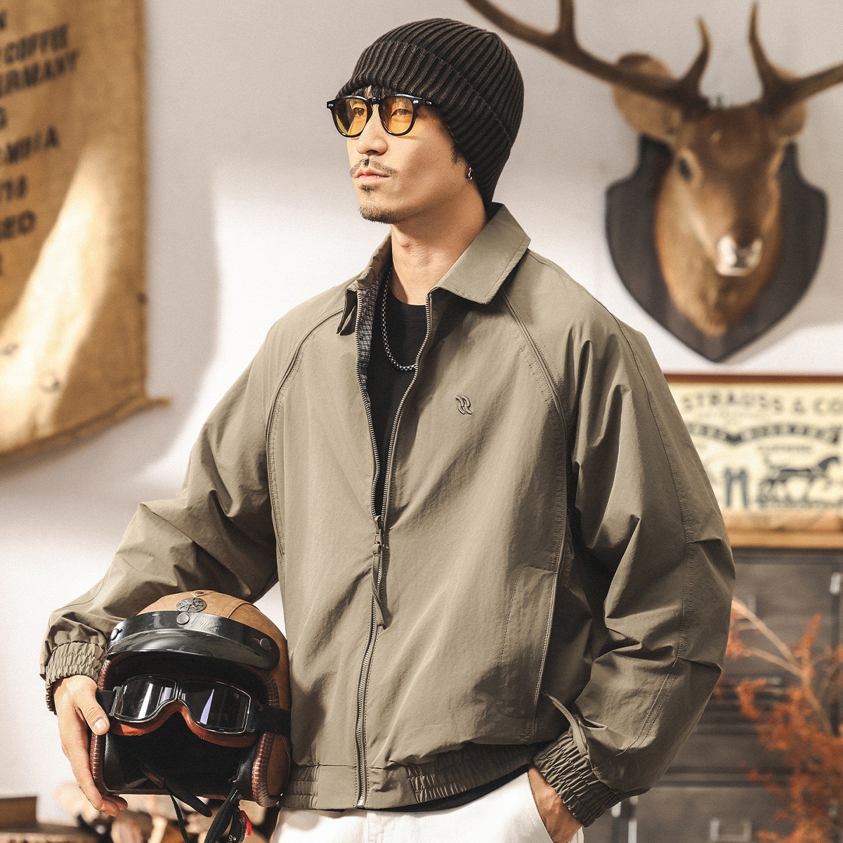 美式復古三防雙面穿夾克男秋季寬鬆2025新款教練老錢風外套男春秋