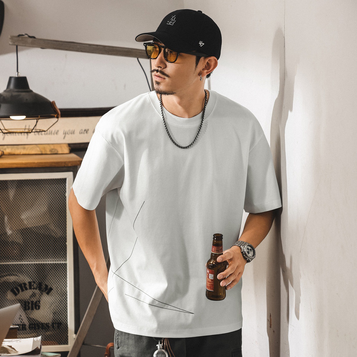 夏季潮流涼感抑菌冰絲t恤男2025新款運動速幹防曬短袖男寬鬆上衣T