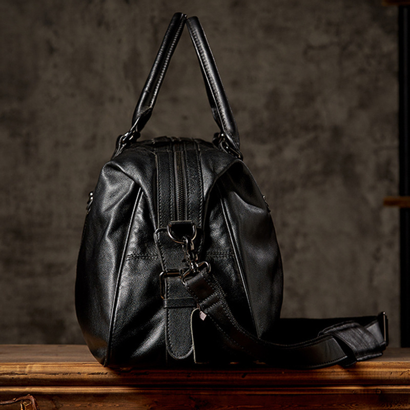 手工真皮旅行包男大容量手提包出差旅遊單肩斜挎包短途行李包男包