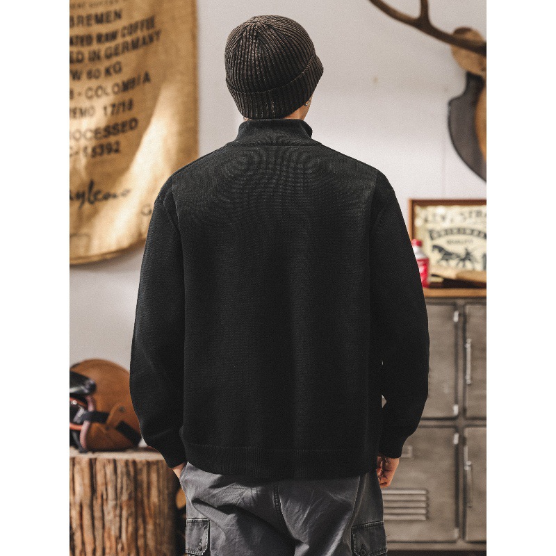 美式復古黑色開衫毛衣男春秋2025新款寬鬆慵懶針織衫外套男士秋冬