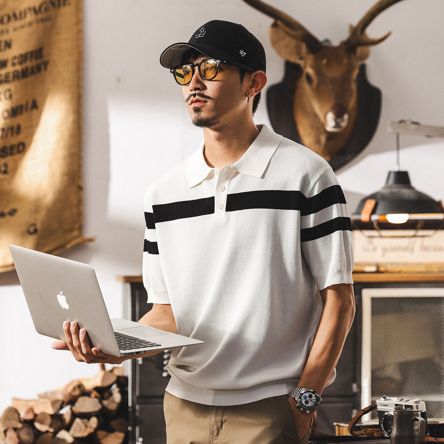 夏季新款涼感冰絲POLO衫男士短袖毛衣2025寬鬆垂感針織衫半袖T恤