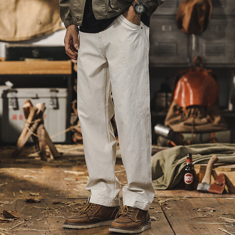 美式復古工裝褲子男2024年春季新款城市戶外寬鬆直筒休閒長褲男潮