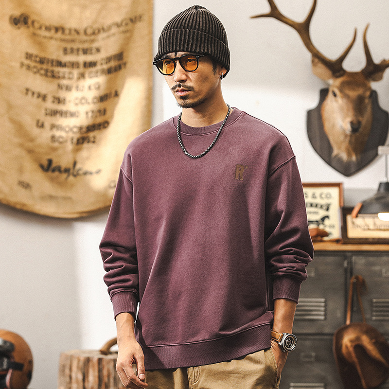 美式復古380g重磅衛衣男秋冬款寬鬆潮牌蠟染石磨水洗秋季男士上衣