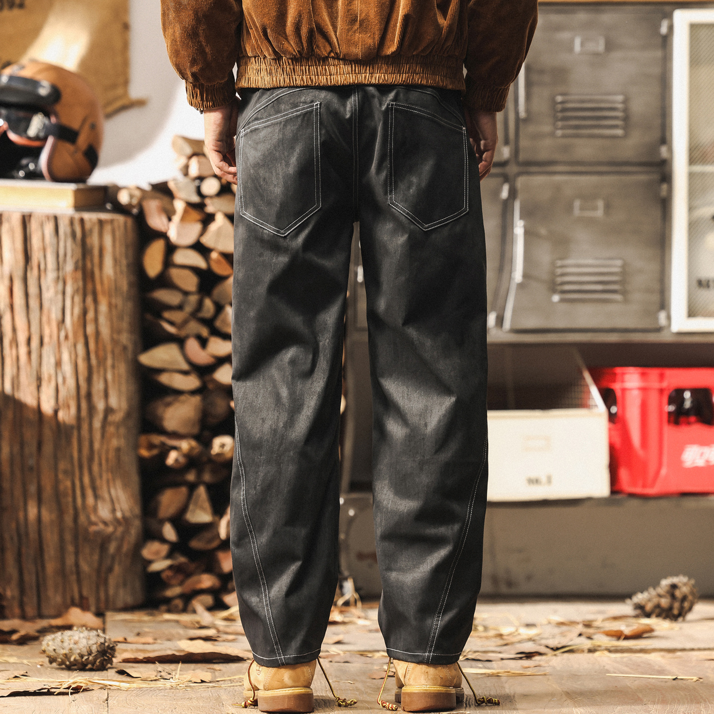 美式復古潮流髒染水洗工裝褲子男秋季2025新款直筒寬鬆男士休閒褲