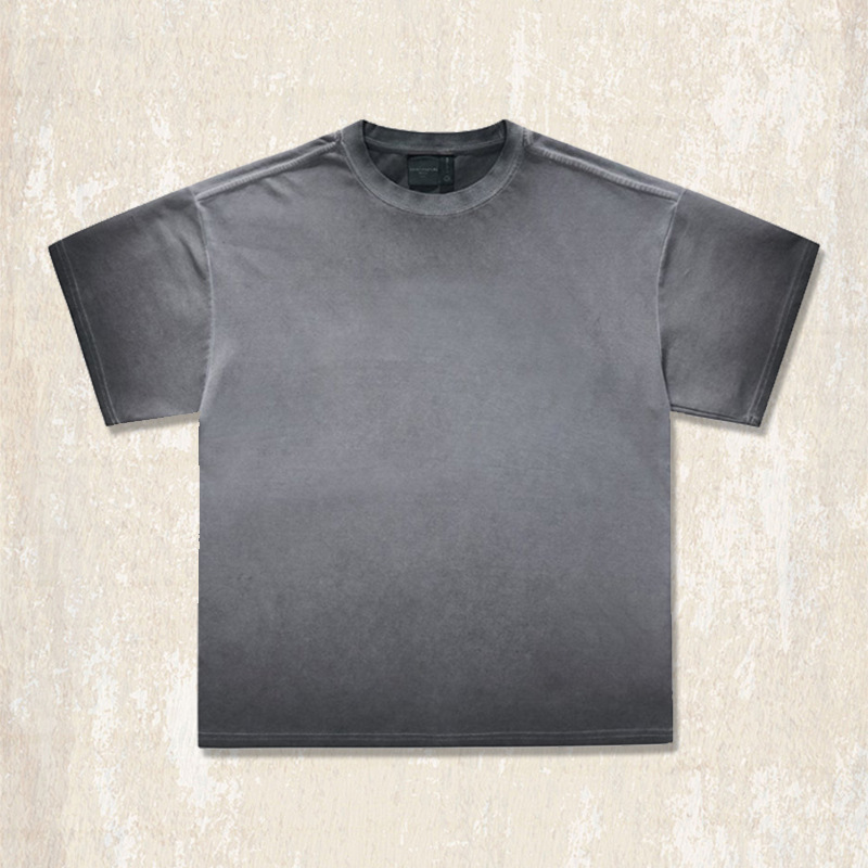 美拉德復古髒染水洗美式短袖男款夏季300g重磅T恤男寬鬆男士上衣T