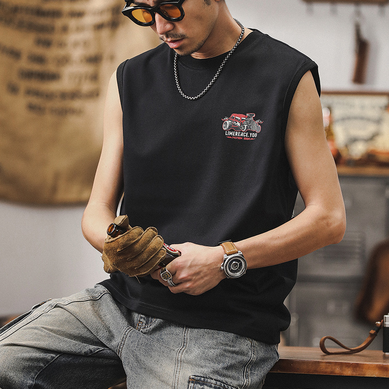 杰雷諾男士背心夏季潮牌痞帥寬鬆運動健身坎肩男款美式無袖男T恤