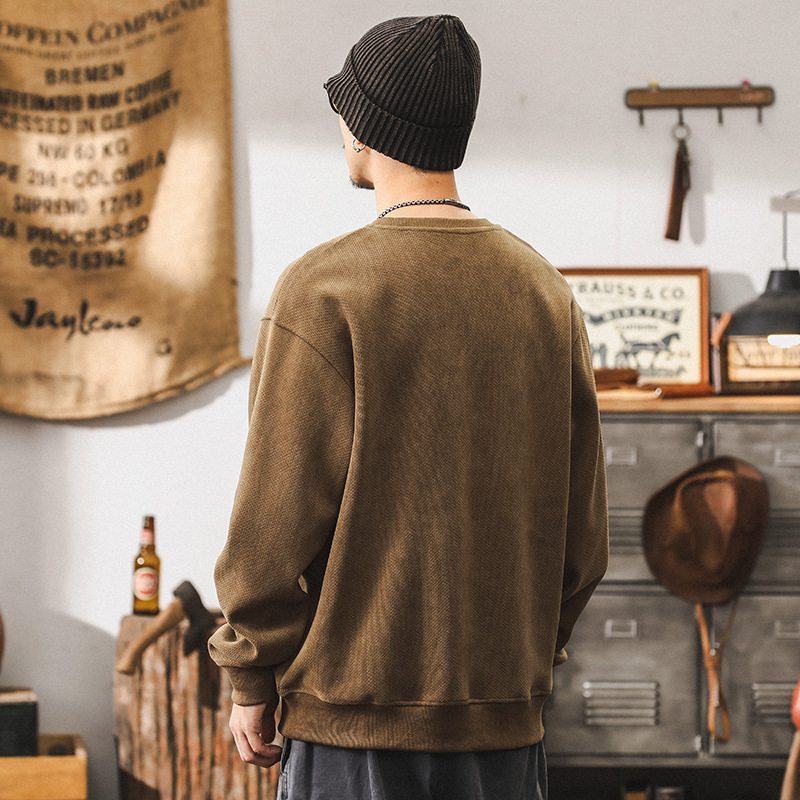 美式復古380g重磅衛衣男秋季2024新款潮牌慵懶風拼接設計寬鬆上衣