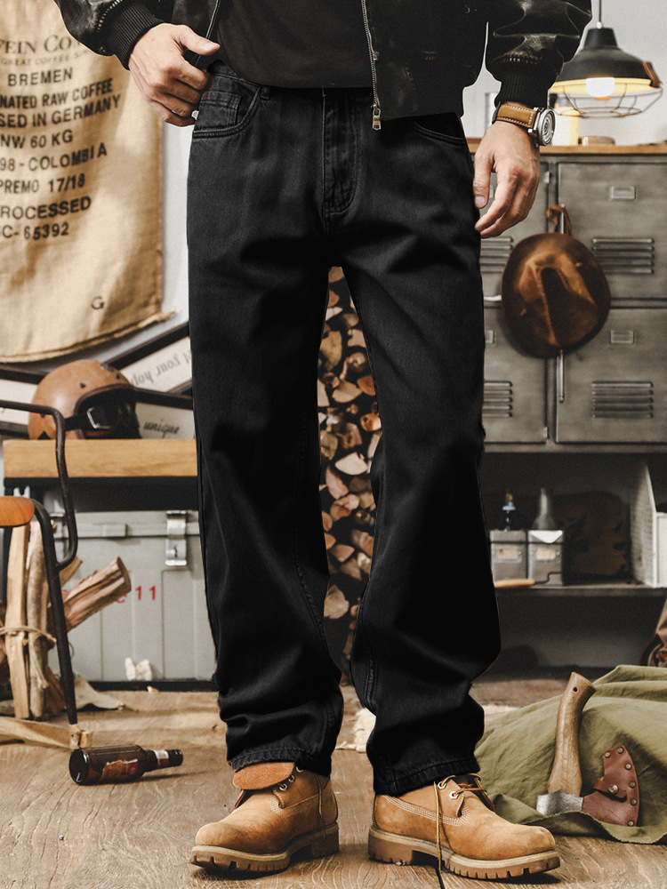 美式經典復古直筒牛仔褲男秋季潮牌褲子男寬鬆簡約百搭男士休閒褲