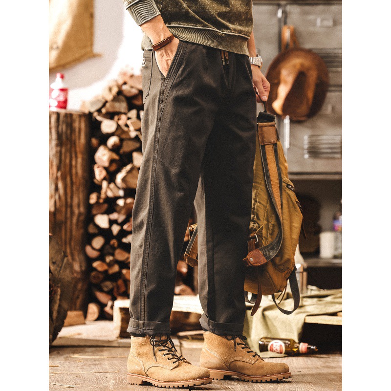 美式覆古秋季褲子男2025新款寬鬆直筒男士休閒褲春秋潮流工裝長褲