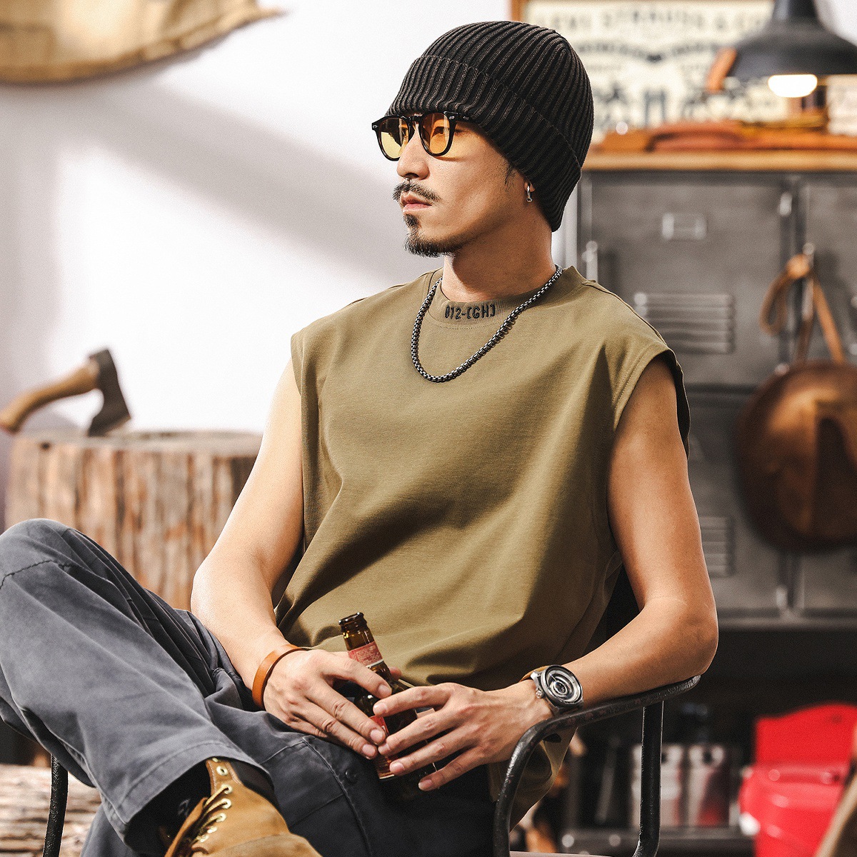 【7A抗菌涼感】T恤男夏季潮牌寬鬆無袖上衣運動健身男士背心