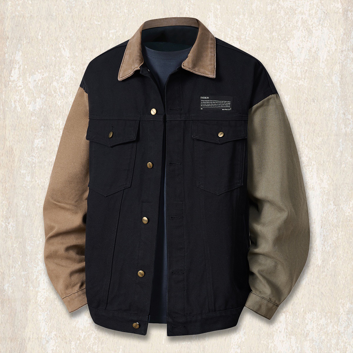 美式復古工裝外套男秋春2025新款潮牌帥氣拼接撞色寬鬆夾克男秋季