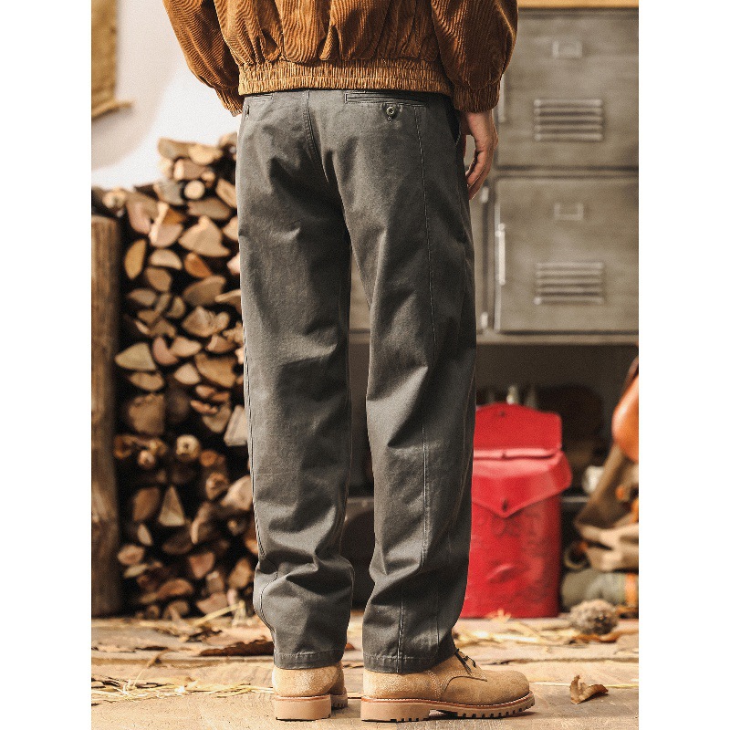 美式復古工裝褲男秋季2025新款寬鬆直筒長褲子簡約水洗男士休閒褲