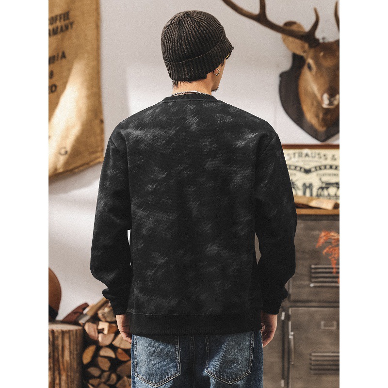 美式復古刷染重磅衛衣男春秋潮牌2025新款潮流長袖t恤男寬鬆上衣