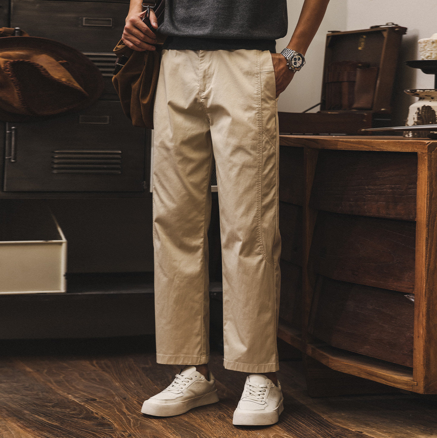 美式復古冰絲薄款九分褲子男直筒夏季2026新款寬鬆春夏男士休閒褲