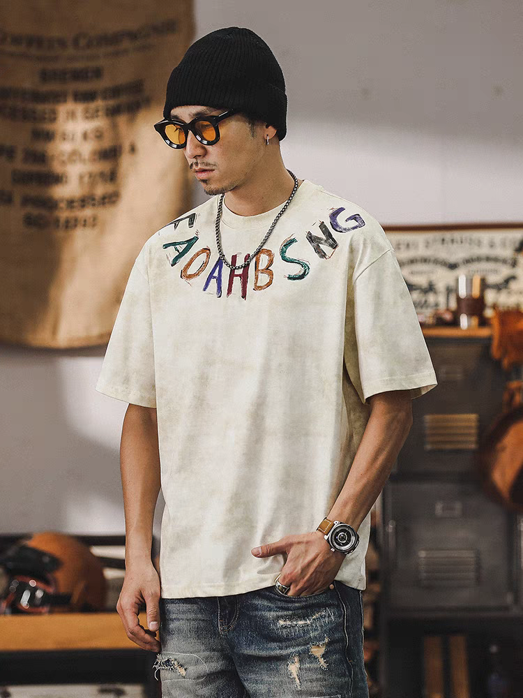 美式潮牌重磅短袖T恤男夏季2024新款男士休閒寬鬆上衣半袖男