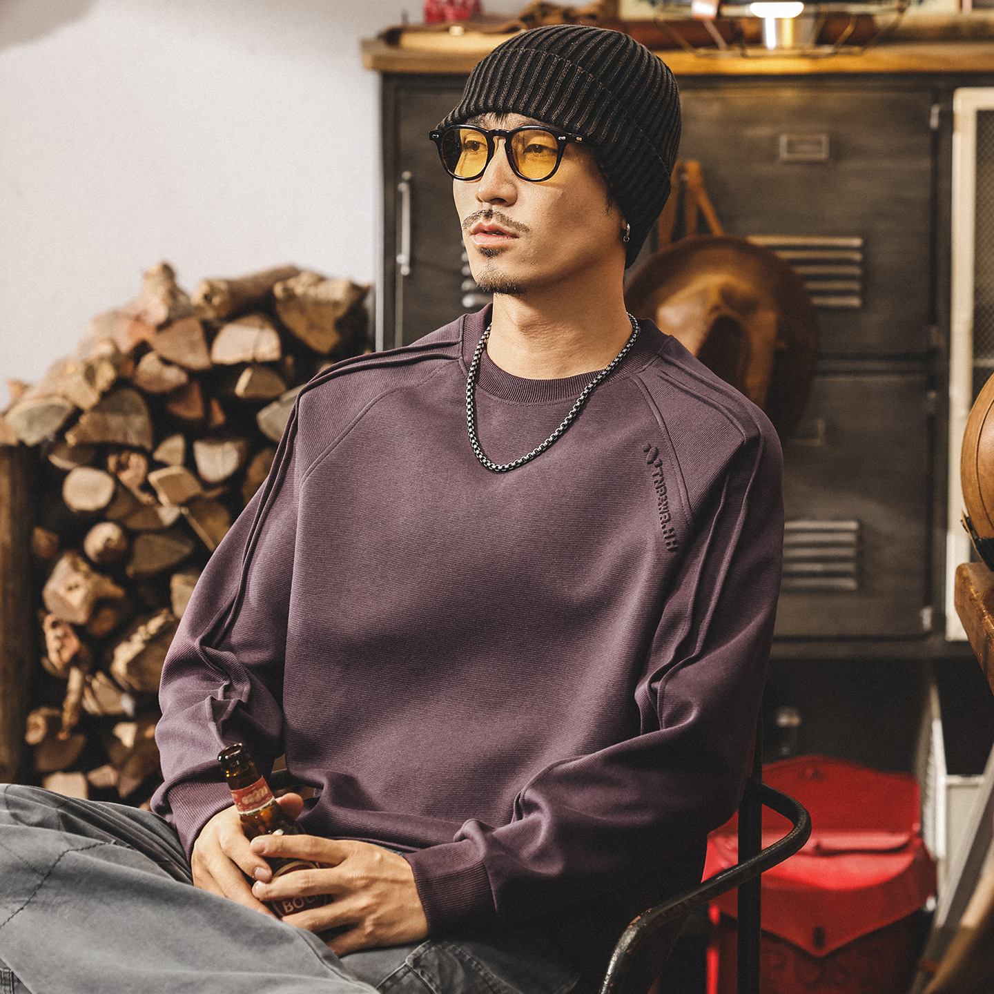 美式復古300g重磅t恤男長袖秋季2025新款圓領衛衣男春秋寬鬆上衣T