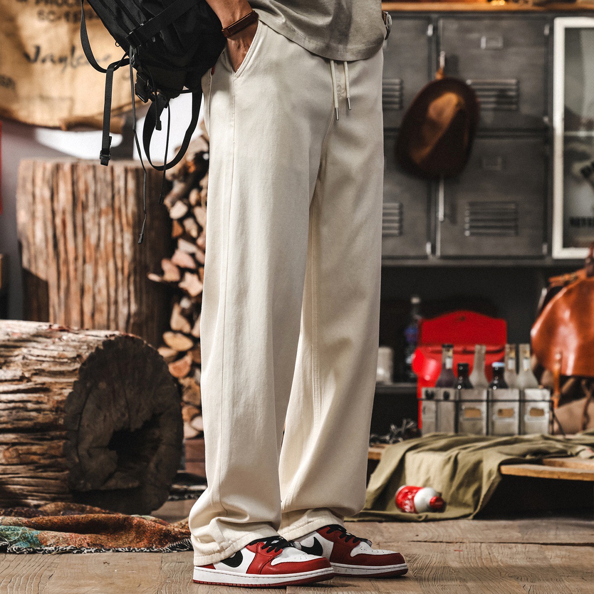 萊賽爾天絲鬆弛感牛仔褲子男秋季直筒薄款闊腿褲寬鬆男士休閒長褲