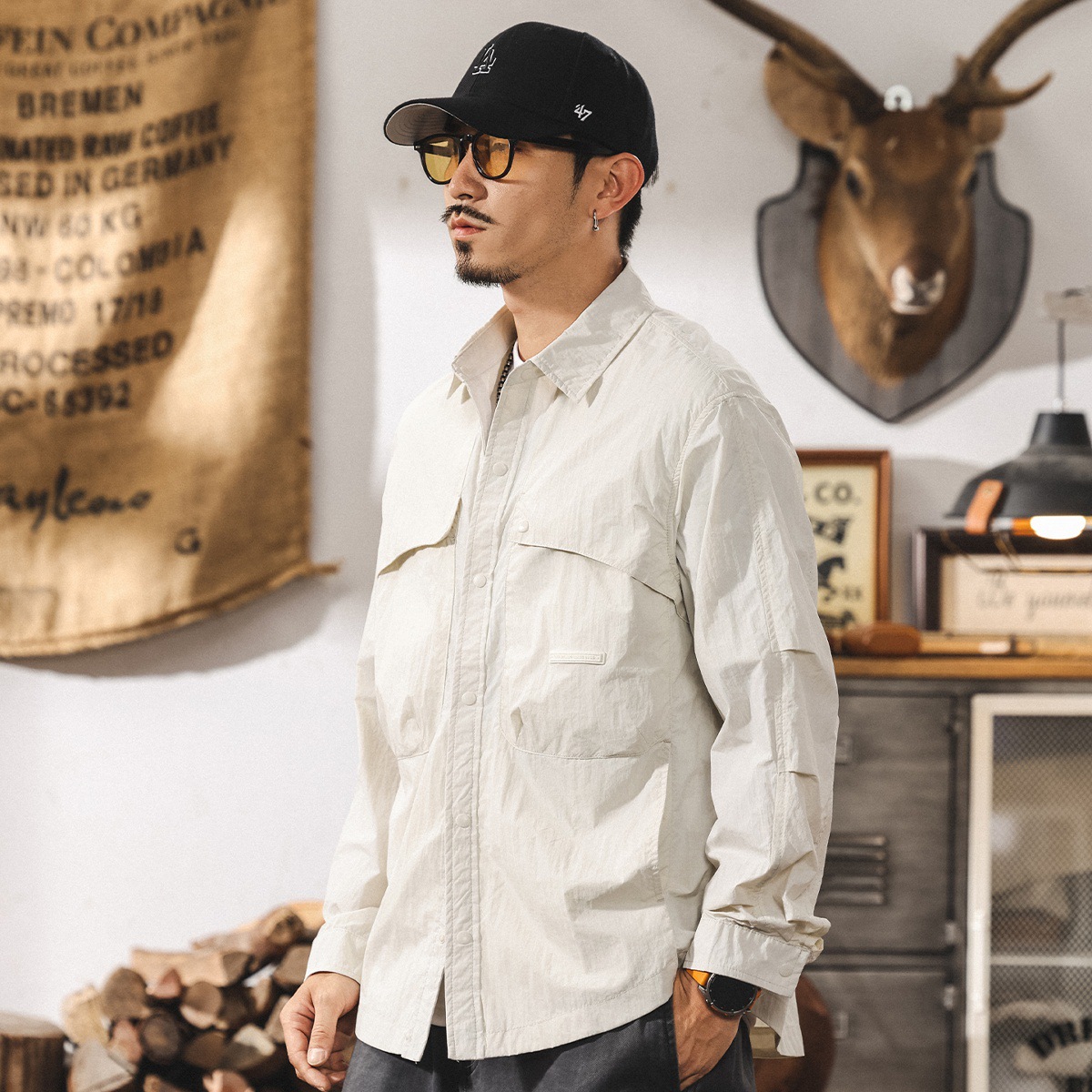 冰絲涼感防曬襯衫男夏季新款速乾輕薄防曬衣寬鬆男生薄款襯衣外套