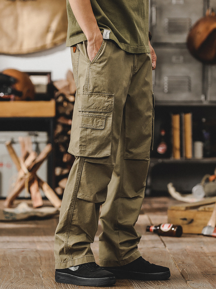 美式重磅復古工裝褲子男寬鬆直筒機能傘兵戶外獵裝戰術男士休閒褲