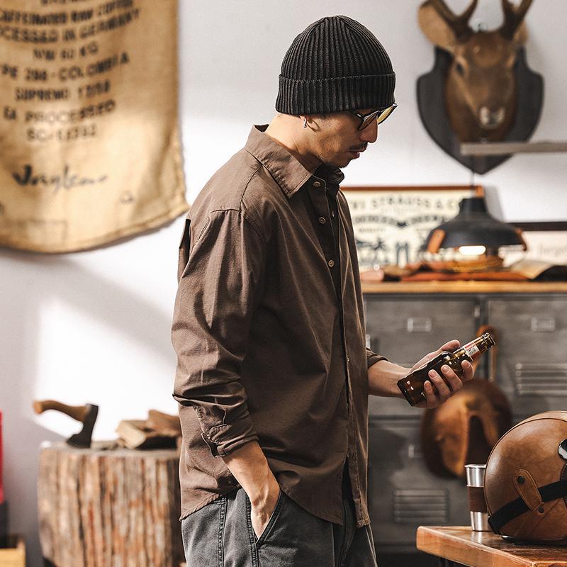 美式復古輕奢高級感棉麻襯衫男長袖春季2025新款潮牌美拉德襯衣男