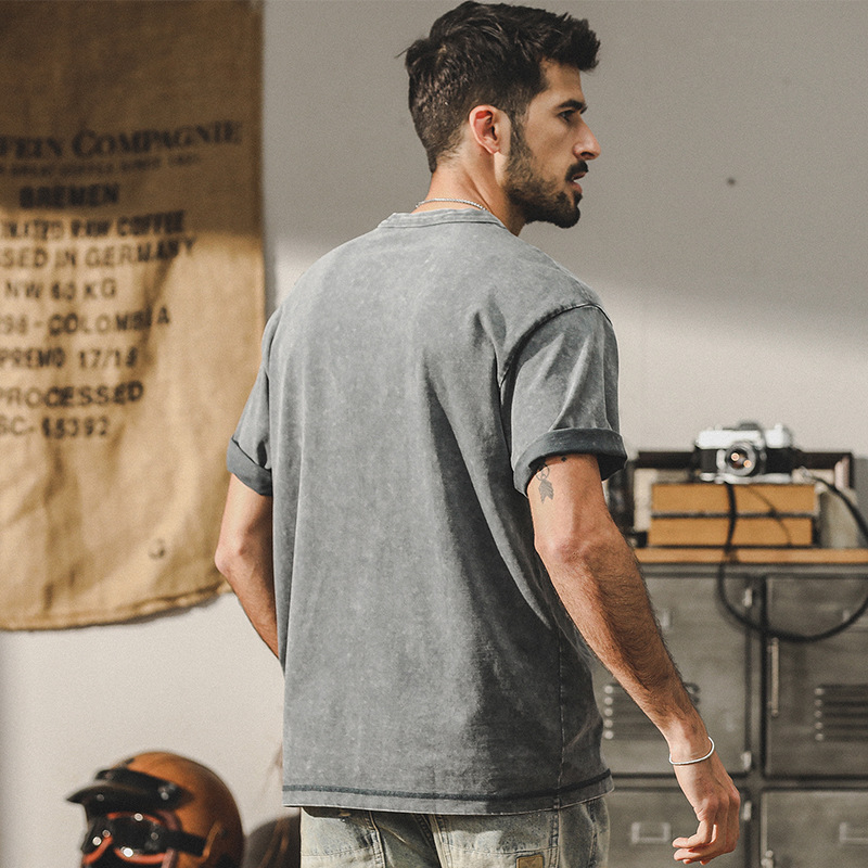 杰雷諾重磅T恤男短袖夏季2024新款美式雪花水洗寬鬆半袖男款體恤