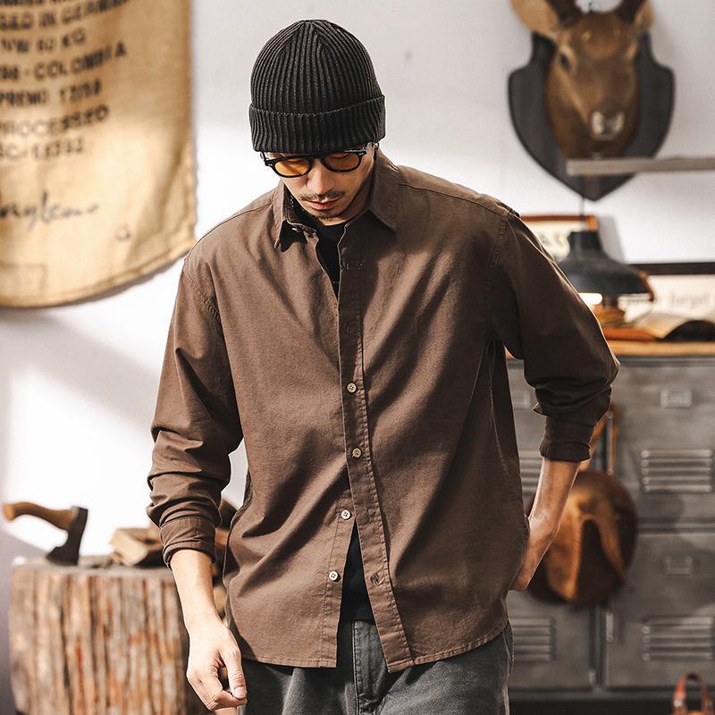 美式復古輕奢高級感棉麻襯衫男長袖春季2025新款潮牌美拉德襯衣男