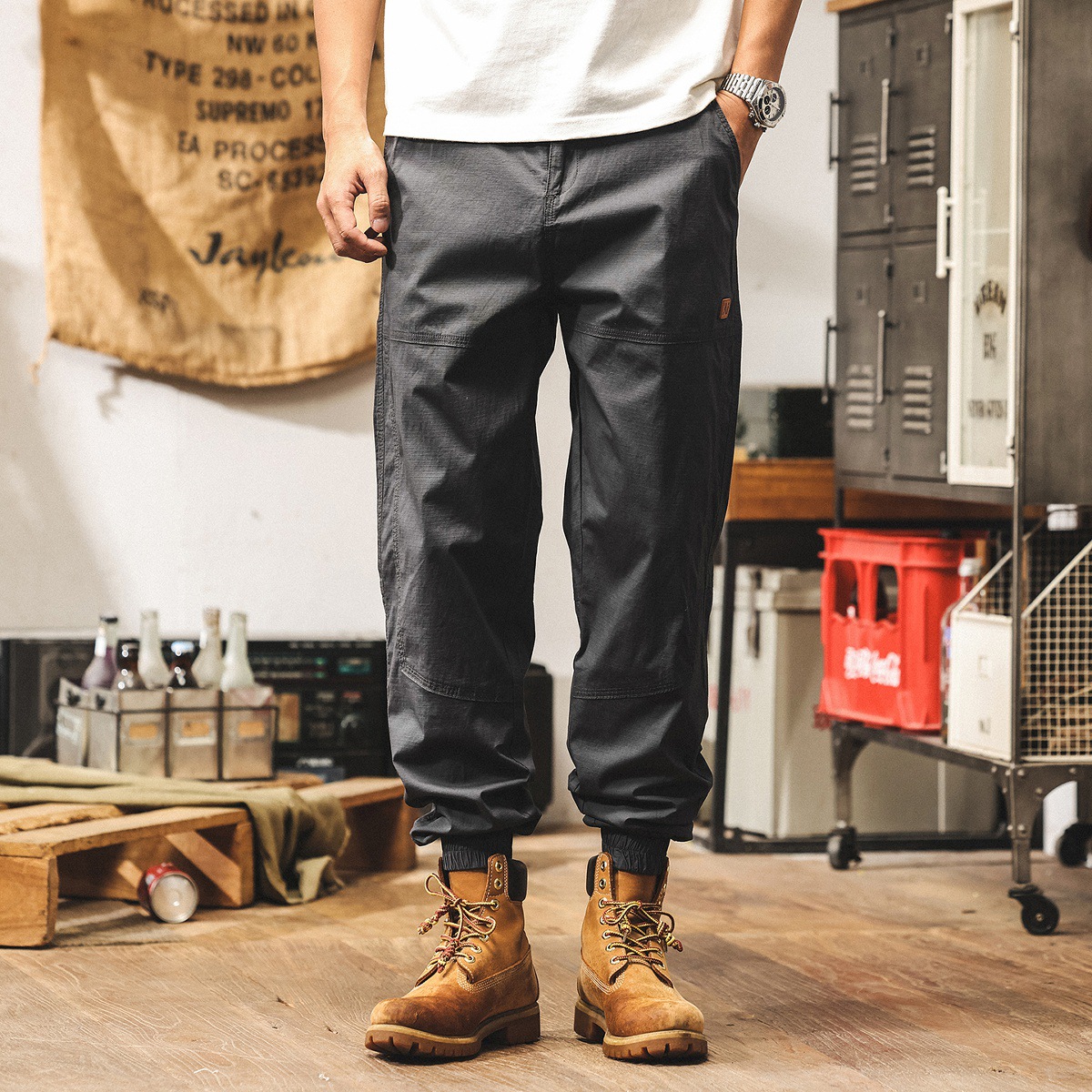 美式復古卡其色工裝褲子男士2025新款寬鬆直筒休閒褲男秋季長褲潮