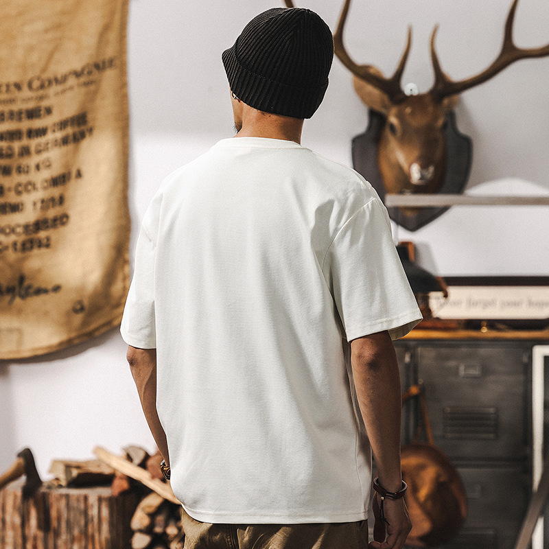 涼感科技雲梯棉短袖T恤男夏季2025新款潮流捏折設計感休閒上衣男T