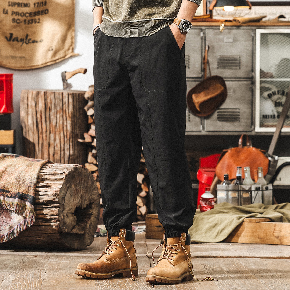 冰肌涼感夏季冰絲褲子男薄款寬鬆潮牌城市通勤美式戶外速干休閒褲