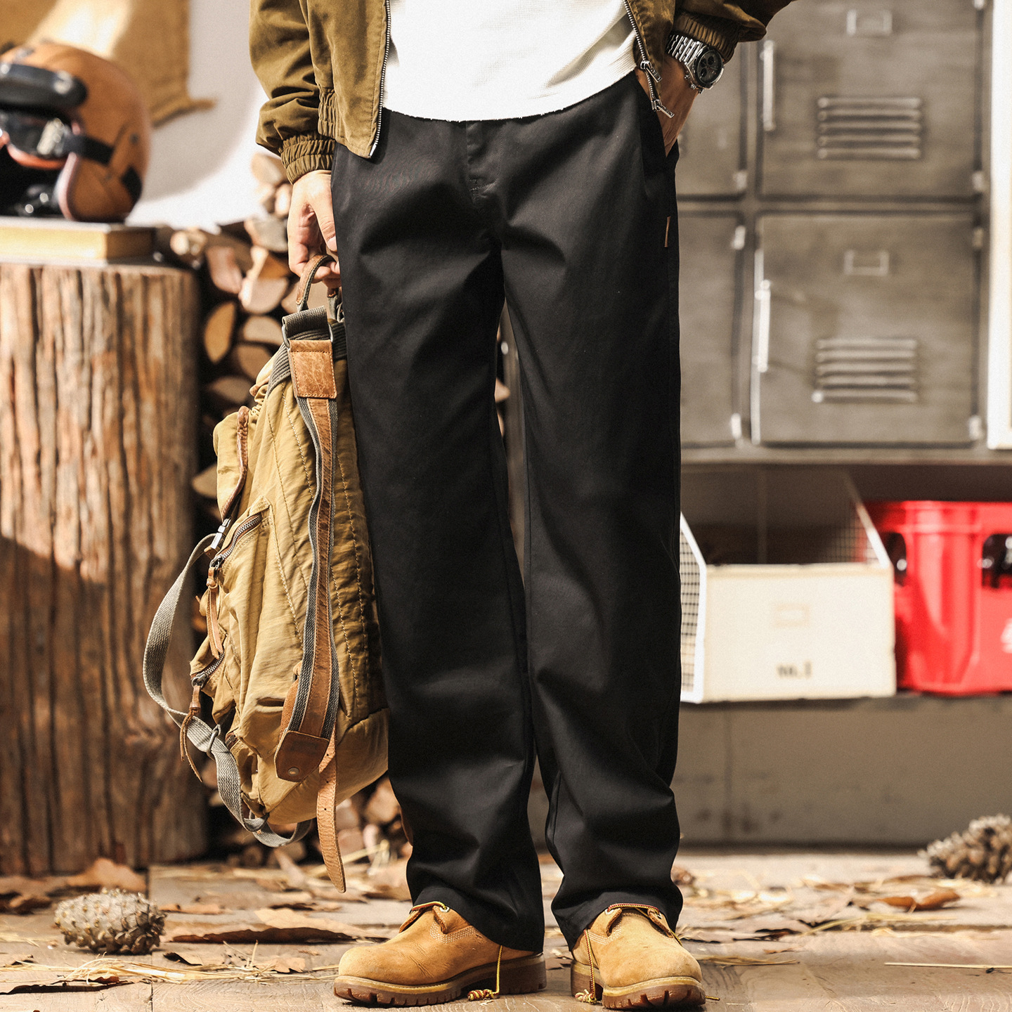 美式復古黑色休閒褲男2025新款簡約直筒長褲潮牌寬鬆秋季男士褲子