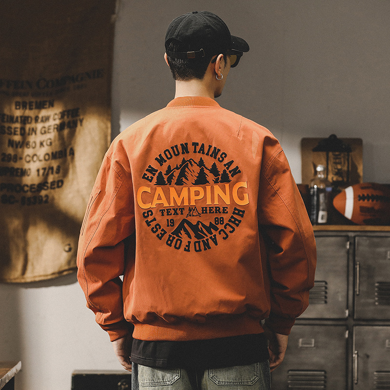 杰雷諾美式潮牌MA1飛行員工裝夾克男秋冬款山系印花棒球服外套男