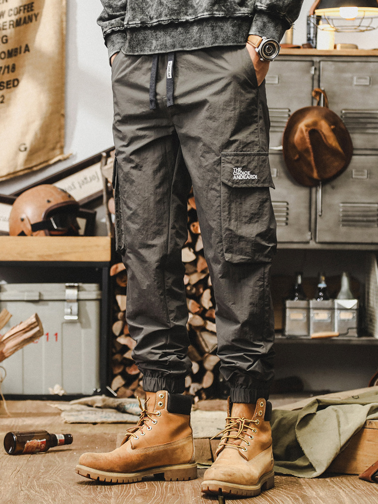 美式復古工裝褲子男秋季2024新款寬鬆大碼城市通勤直筒束腳休閒褲