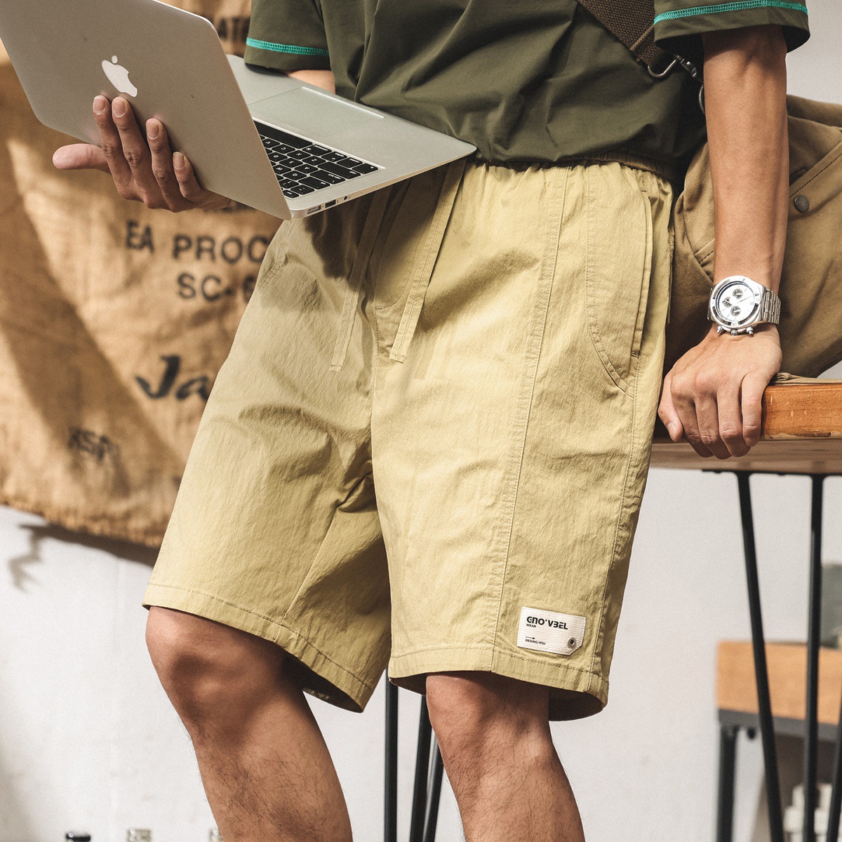 卡其色工裝短褲男夏季2025新款寬鬆速幹五分褲男士潮牌休閒中褲潮