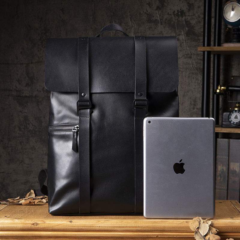 手工真皮雙肩包男高級感大容量休閒商務電腦背包頭層牛皮旅行包潮