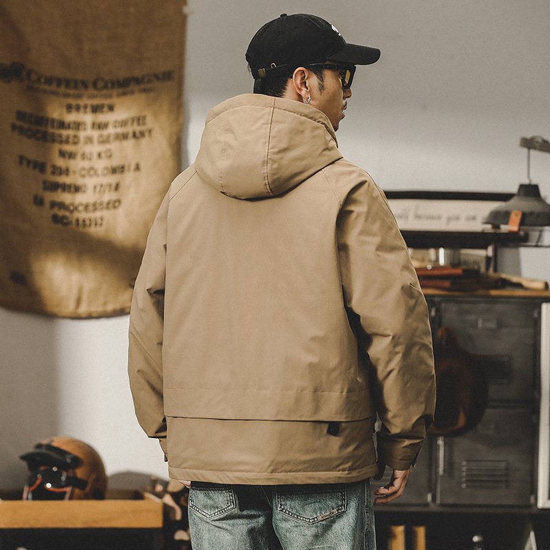 美式工裝棉服男冬季2023年新款可機洗絎棉戶外棉襖加絨加厚外套男