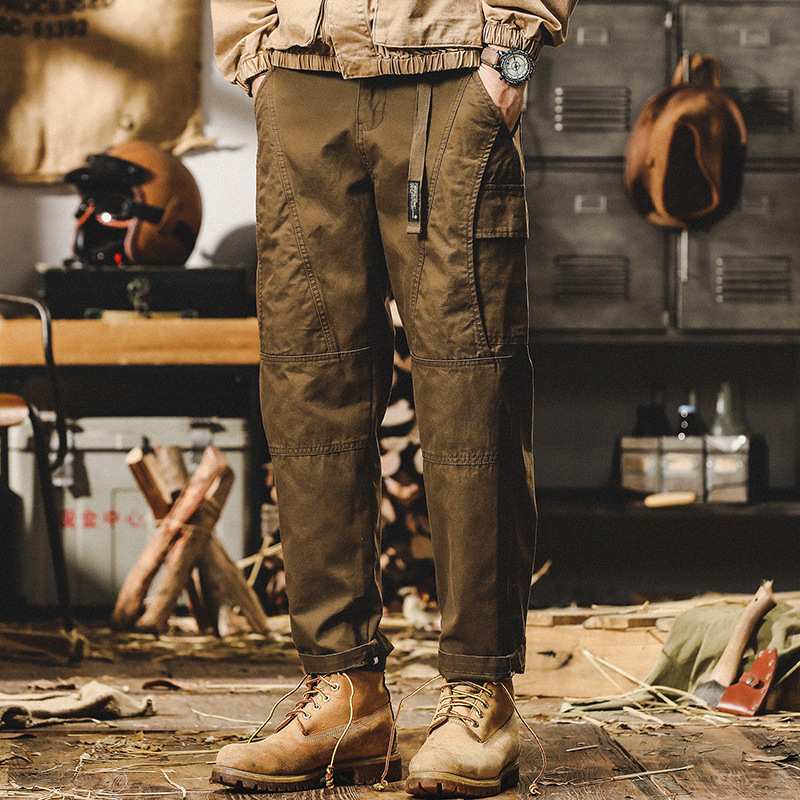 美式重磅復古工裝褲子男寬鬆直筒2024春秋新款潮牌戶外通勤休閒褲