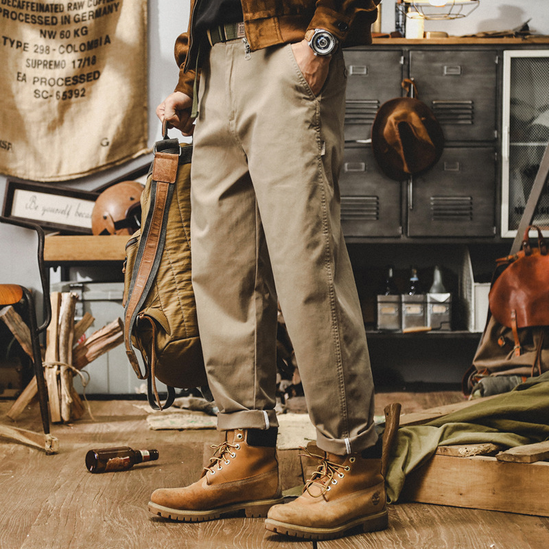 美式復古重磅直筒工裝褲子男秋季2024新款潮牌簡約寬鬆男款休閒褲