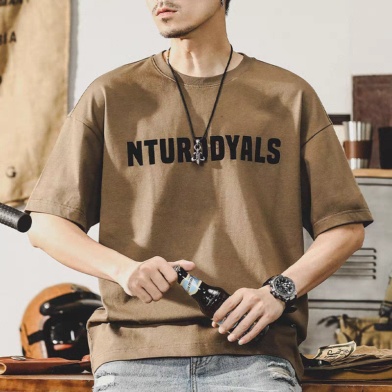 美式復古280g重磅t恤男士短袖夏季寬鬆大碼男裝潮牌新款純棉體恤