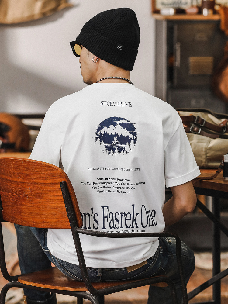 美式重磅男士T恤短袖男夏季潮牌白色寬鬆上衣男裝2024新款潮