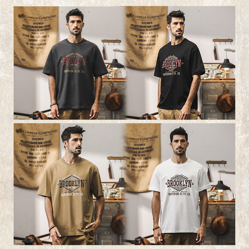 杰雷諾美式復古重磅男T恤短袖夏季潮牌寬鬆休閒大碼衣服男款