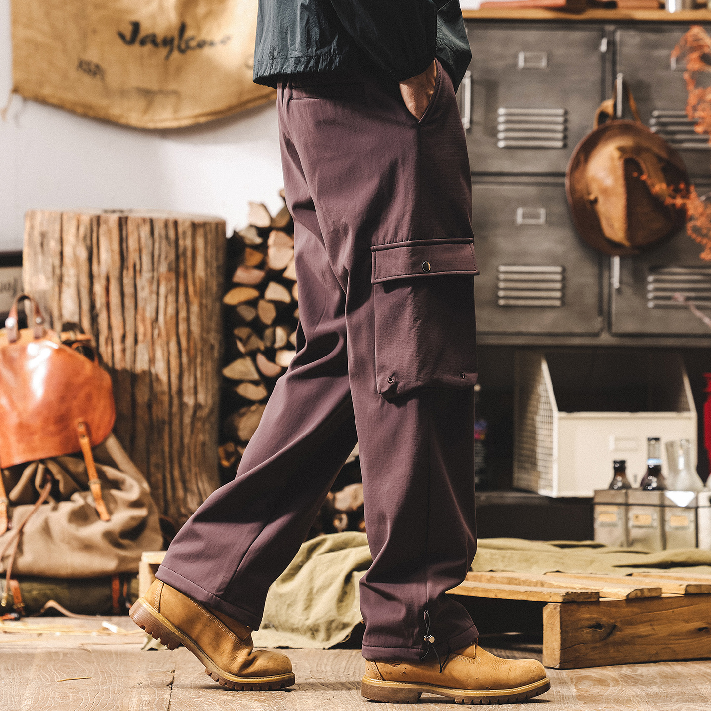 美式復古加絨工裝褲子男冬季新款加厚戶外傘兵褲寬鬆直筒休閒褲男