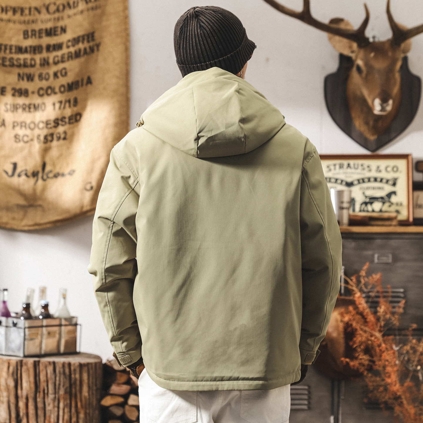 美式復古90鴨絨工裝羽絨服男連帽保暖抗寒防風派克服男士冬季外套