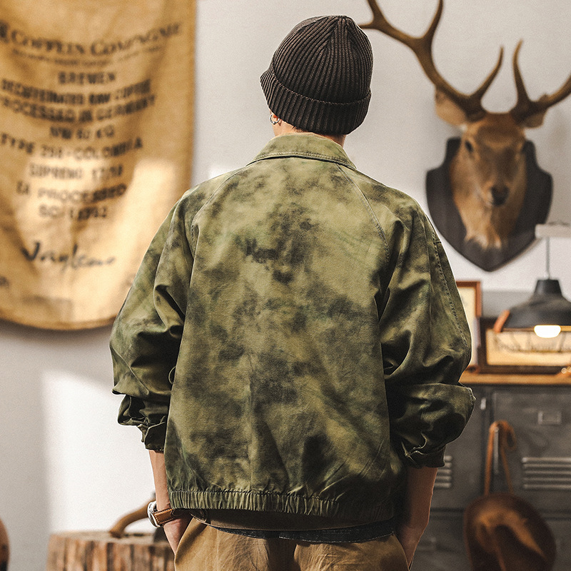 美式復古重磅工裝外套男秋冬款潮牌古著阿美咔嘰水洗高街潮流夾克