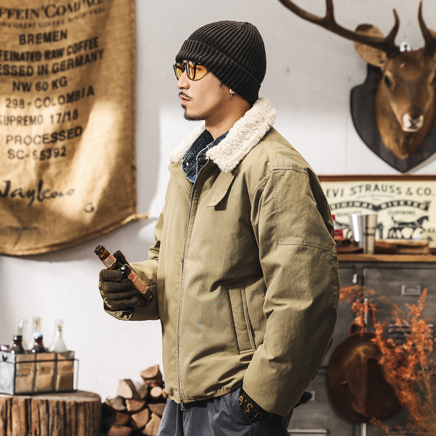 美式復古高蓬鬆90絨座山雕毛領羽絨服男冬季加厚保暖禦寒冬裝外套