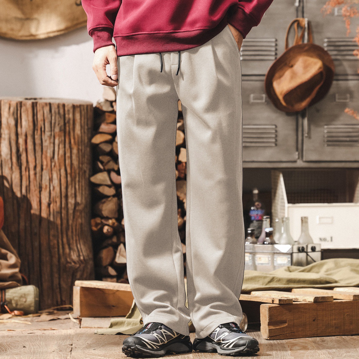 美式復古直筒休閒褲子男春季2026新款加厚長褲寬鬆重磅潮牌衛褲男