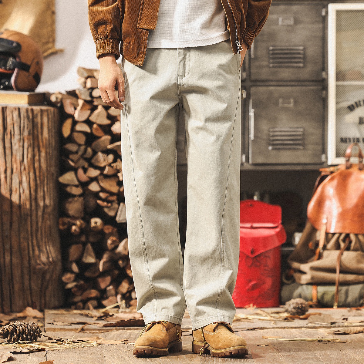 美式復古工裝褲子男款秋季2025潮牌新款寬鬆大碼藏青色男士休閒褲