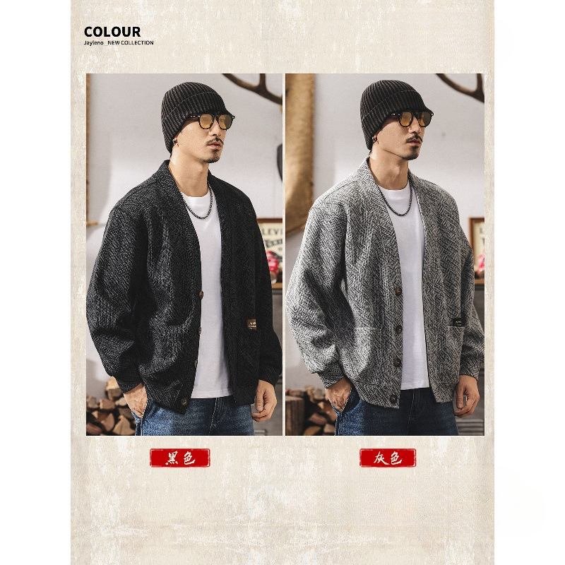 美式復古400g重磅開衫衛衣男春秋款寬鬆潮牌針織衫男秋季男士外套