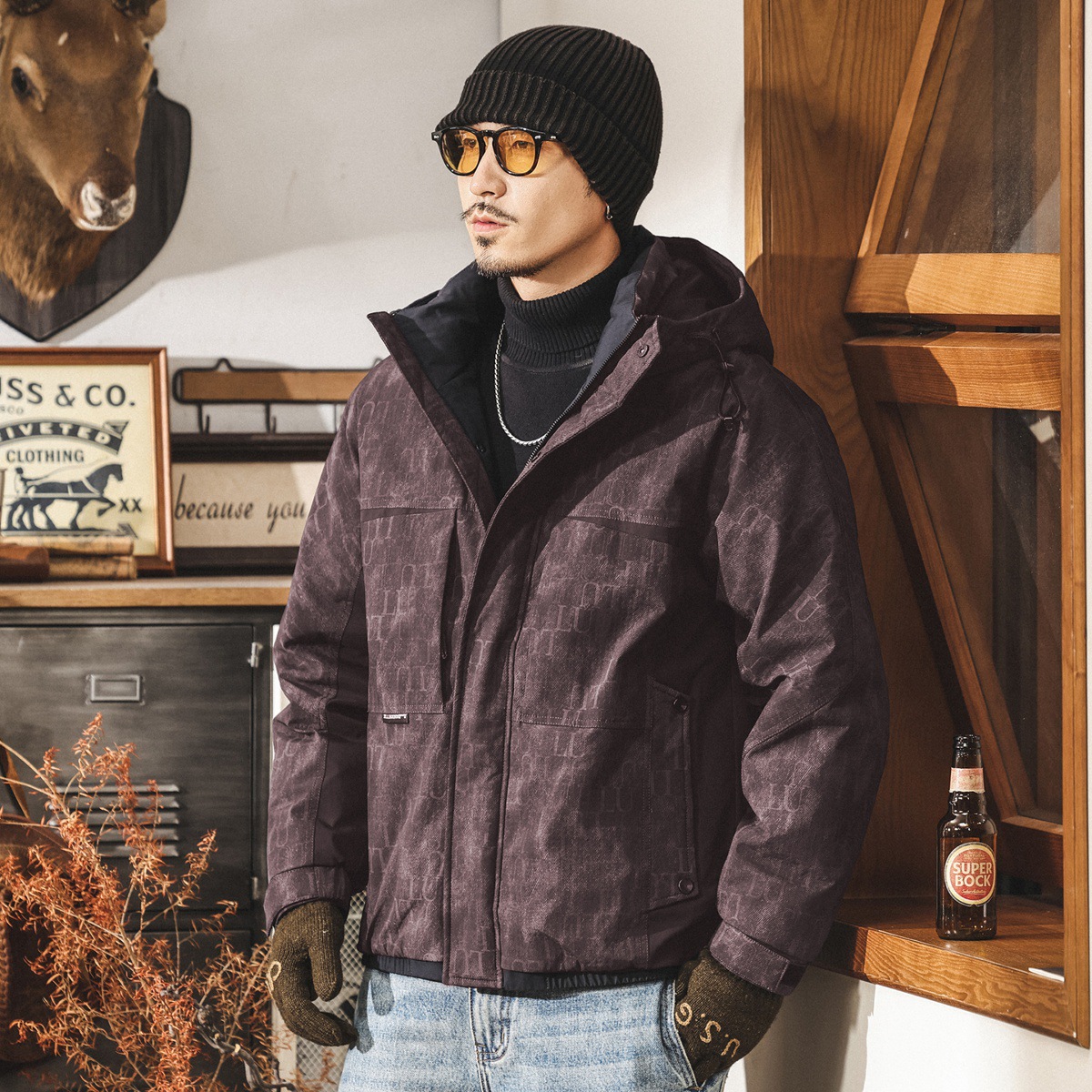 高蓬鬆禦寒90鴨絨男士羽絨服冬季新款加厚美式潮流保暖連帽外套男