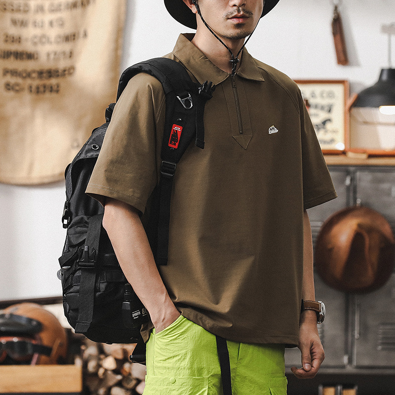 防紫外線UPF50 吸濕速乾T恤男短袖夏季戶外抗皺四面彈冰感POLO衫